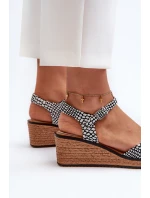 Dámské sandály Na Klinu Sergio Leone SK303 Černobílé Dámské sandály Na Klinu Sergio Leone SK303 Černobílé