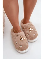 Kožené Pantofle S Potisky Tmavě Béžové Ivelfedi Kožené Pantofle S Potisky Tmavě Béžové Ivelfedi