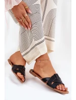 Ploché Dámské Pantofle S Proplétajícími Se Pásky Černé Selaenor