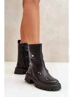 Dámské Kotníkové Boty z Eko Kůže na Zip s Ozdobnými Detaily Černé Reritha Dámské Kotníkové Boty z Eko Kůže na Zip s Ozdobnými Detaily Černé Reritha