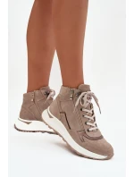 Dámské sportovní kotníkové boty na platformě z přírodního semiše Zazoo – béžové Dámské sportovní kotníkové boty na platformě z přírodního semiše Zazoo – béžové
