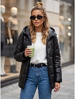 Dámská prošívaná přechodová bunda s kapucí, černá, FashionStreet TY5801