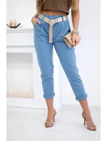 Kalhoty Puntor s páskem džínovina