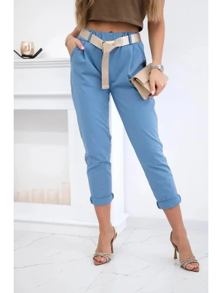 Kalhoty Puntor s páskem džínovina