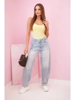 Dámská halenka na ramínka s výstřihem světle žlutá