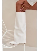 Zateplené kozačky na jehlovém podpatku s ohrnutým svrškem bílé Tamonia Zateplené kozačky na jehlovém podpatku s ohrnutým svrškem bílé Tamonia