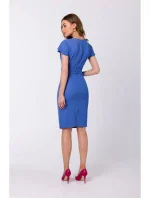 S336 Pouzdrové šaty s páskem - modré