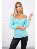 Halenka s véčkovým výstřihem mátová