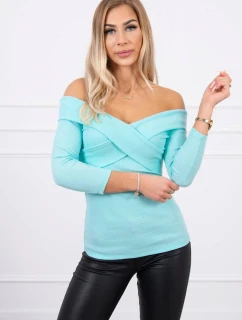 Halenka s véčkovým výstřihem mátová