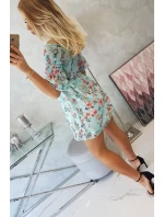 Španělské šaty s květinovým motivem v mátové barvě Španělské šaty s květinovým motivem v mátové barvě