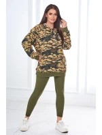 3dílná souprava Vřesoviště  halenka, top a legíny khaki + béžová