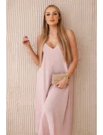 Mušelínové šaty na ramínka tmavě pudrově růžová