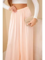 Dámské viskózové široké kalhoty s gumou v pase meruňkové