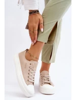 Nízké šněrovací tenisky Big Star LL274969 Béžové