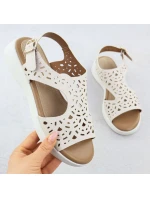 Dámské vyvýšené krémové ažurové sandály Sergio Leone SK-850