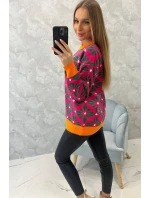 Svetr s geometrickým motivem fuchsiový Svetr s geometrickým motivem fuchsiový