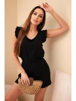 Dámský mušelínový overal s volánky černý