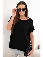 Dámská viskózová oversize halenka s krátkým rukávem a kulatým výstřihem černá Dámská viskózová oversize halenka s krátkým rukávem a kulatým výstřihem černá