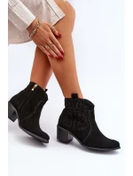 Zazoo 3426 Dámské Semišové Botky Kowbojky Černé