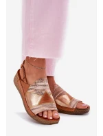 Dámské Kožené Sandály Na Klínku S Tkaninou Maciejka L7067-29 Hnědé Dámské Kožené Sandály Na Klínku S Tkaninou Maciejka L7067-29 Hnědé