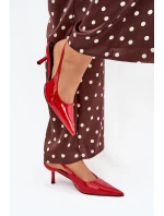 Lakované Lodičky Na Jehlovém Podpatku S Otevřenou Patou Červené Talira