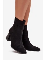 Dámské Botky Z Eko Semiše Na Podpatku Se Zipem Černé Zelita