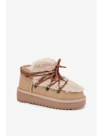 Dětské a mládežnické sněhule s kožešinou D Franklin DFSH370011 Béžové
