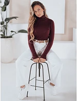 Dámský svetr s rolákem A11 MY2490 tm. hnědý - FashionStreet