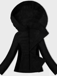 Černá dámská bunda z různých spojených materiálů J Style (16M9223-392)