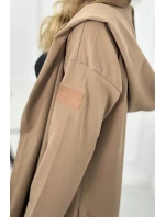 Dlouhá pláštěnka s kapucí velbloudí