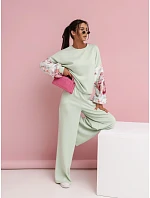 Ležérní souprava s buffovými rukávy a širokými nohavicemi (557)