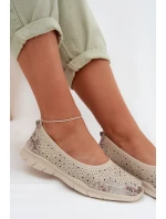 Kožené krajkové baleríny S.Barski GR61-5973 béžové