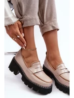 Kožené dámské mokasíny Béžová Kožené dámské mokasíny Béžová