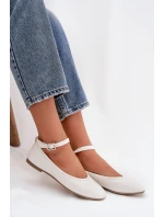 Dámské baleríny s páskem a přezkou Janelor – bílé Dámské baleríny s páskem a přezkou Janelor – bílé