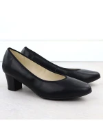 Dámské kožené lodičky na nízkém jehlovém podpatku černé Rieker 44650