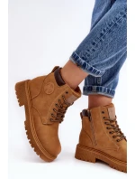 Kožené Ocouvané Botky Trapery Camel Felizia