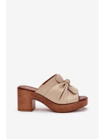 Dámské Pantofle Na Podpatku Z Eko Kůže Béžové Kikilla Dámské Pantofle Na Podpatku Z Eko Kůže Béžové Kikilla