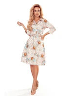 286-4 SANDY košilové šaty - BÍLÉ A ZLATÉ kruhy