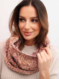 Komin dámský vlněný měkký melírovaný zimní šátek KN25 růžový+žlutý