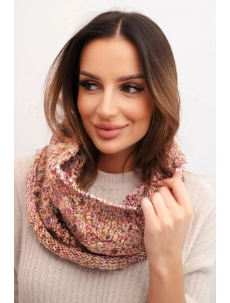 Dámský pletený měkký zimní komin KN25 růžový+žlutý