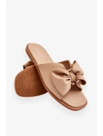 Dámské kožené pantofle s mašlí Béžové Becky