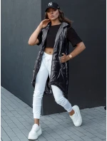 Dámská prošívaná vesta s kapucí dlouhá MERIS černá FashionStreet TY4443