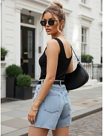 Viskózový žebrovaný dámský top s knoflíky černý FashionStreet RY2923 Viskózový žebrovaný dámský top s knoflíky černý FashionStreet RY2923