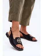 Dámské Sandály Na Plochém Podpatku S Ozdobou S.Barski KV51-002 Černé