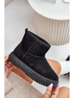 Dámské Sněhule Na Platformě Z Eko Semiše Černé Atteria