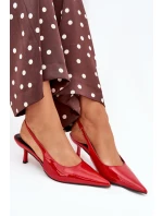 Dámské lakované lodičky na jehlovém podpatku s odkrytou patou Talira – červené Dámské lakované lodičky na jehlovém podpatku s odkrytou patou Talira – červené