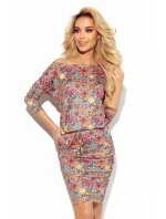 Dámské sportovní šaty s kapsičkami a se vzorem barevných koleček 13-142 Dámské sportovní šaty s kapsičkami a se vzorem barevných koleček 13-142