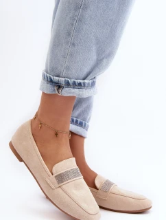 Dámské mokasíny s cirkony v béžové barvě Ralrika