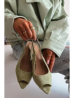 Dámské sandály na jehlovém podpatku Eko semiš zelené Sevina