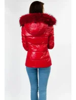 Dámská lesklá prošívaná bunda LD-7693 Červená - Libland